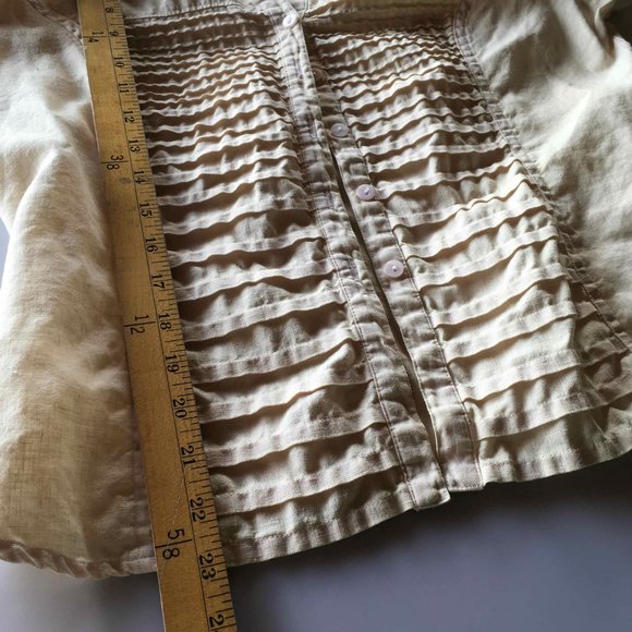 Tracy M. Light Yellow Blouse - 100% Linen - Picture 10 of 10